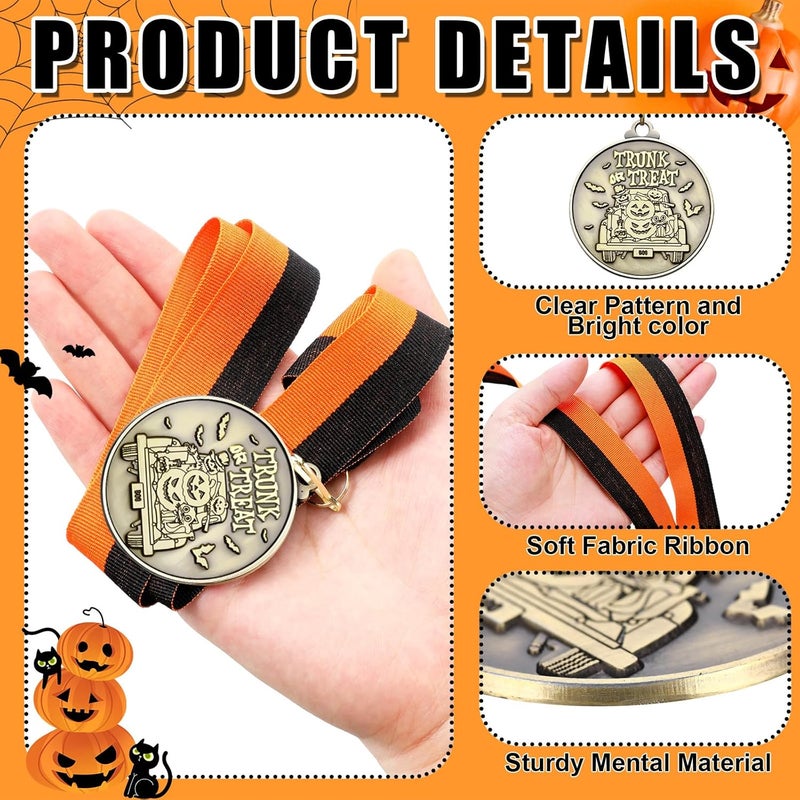 Kenning 20 Pcs Halloween Medals 2" Bronzy Contest Award Medals with Neck Ribbon for Halloween Party Prizes Decoration - Image 4